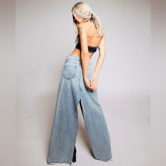 NWT. REVICE Brooklyn Skirt / Long Weekend. Light Wash Denim Maxi Slit Skirt. - Picture 3 of 7